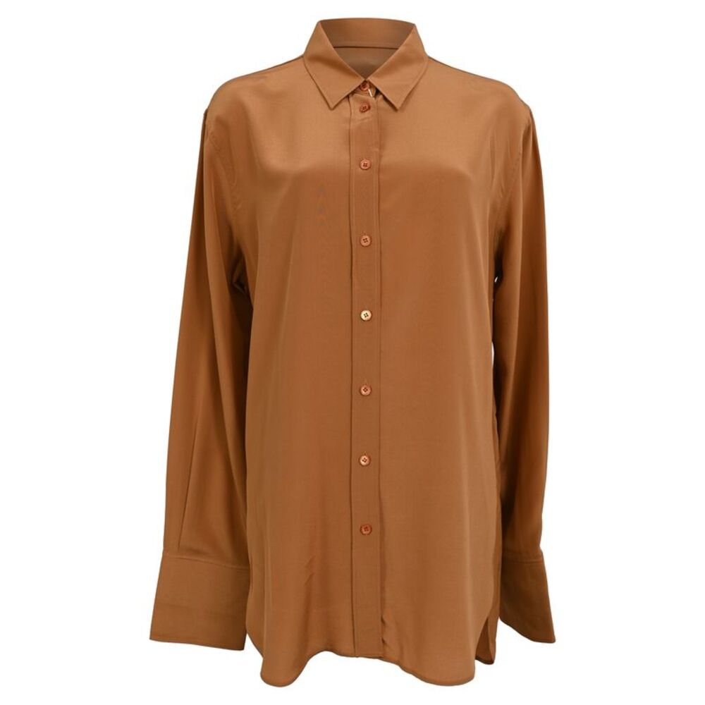 Joseph Longsleeve Button Up Shirt in Brown Silk